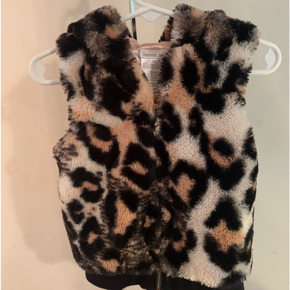 Forever Me Fuzzy cat eared vest zip up hoodie size 18 months